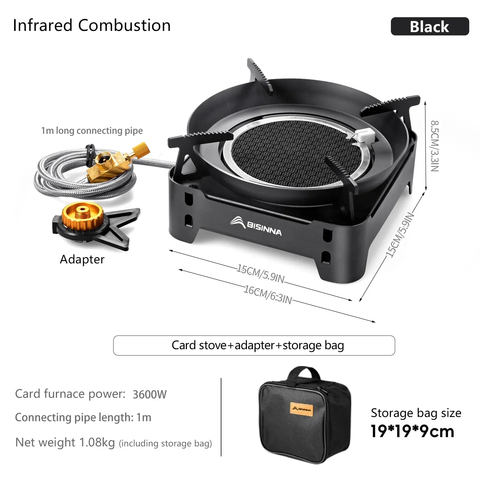 3600W Infrared Camping Gas Stove Black Camp Cooking - Tophatter Daily Deals