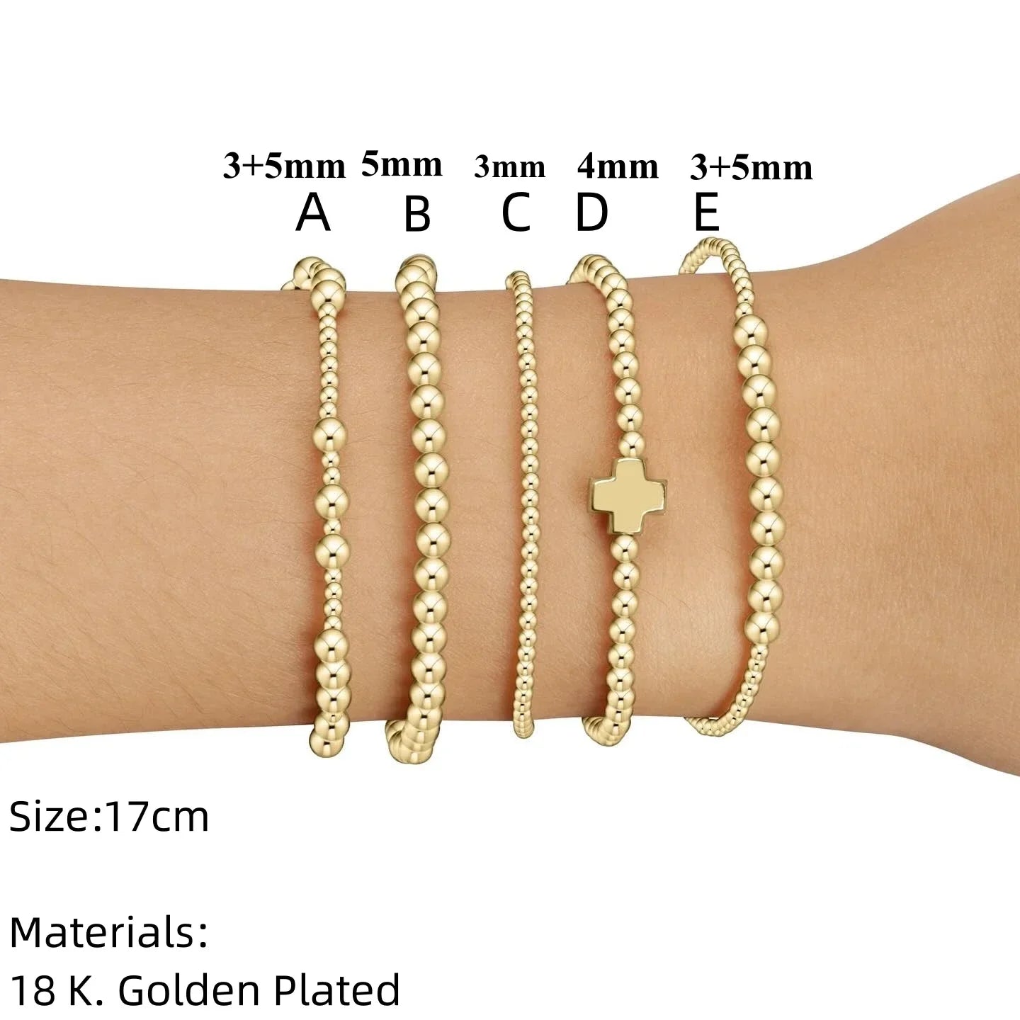 Gold Plated Cross Beaded Bracelet Stackable Hypoallergenic - Tophatter Daily Deals