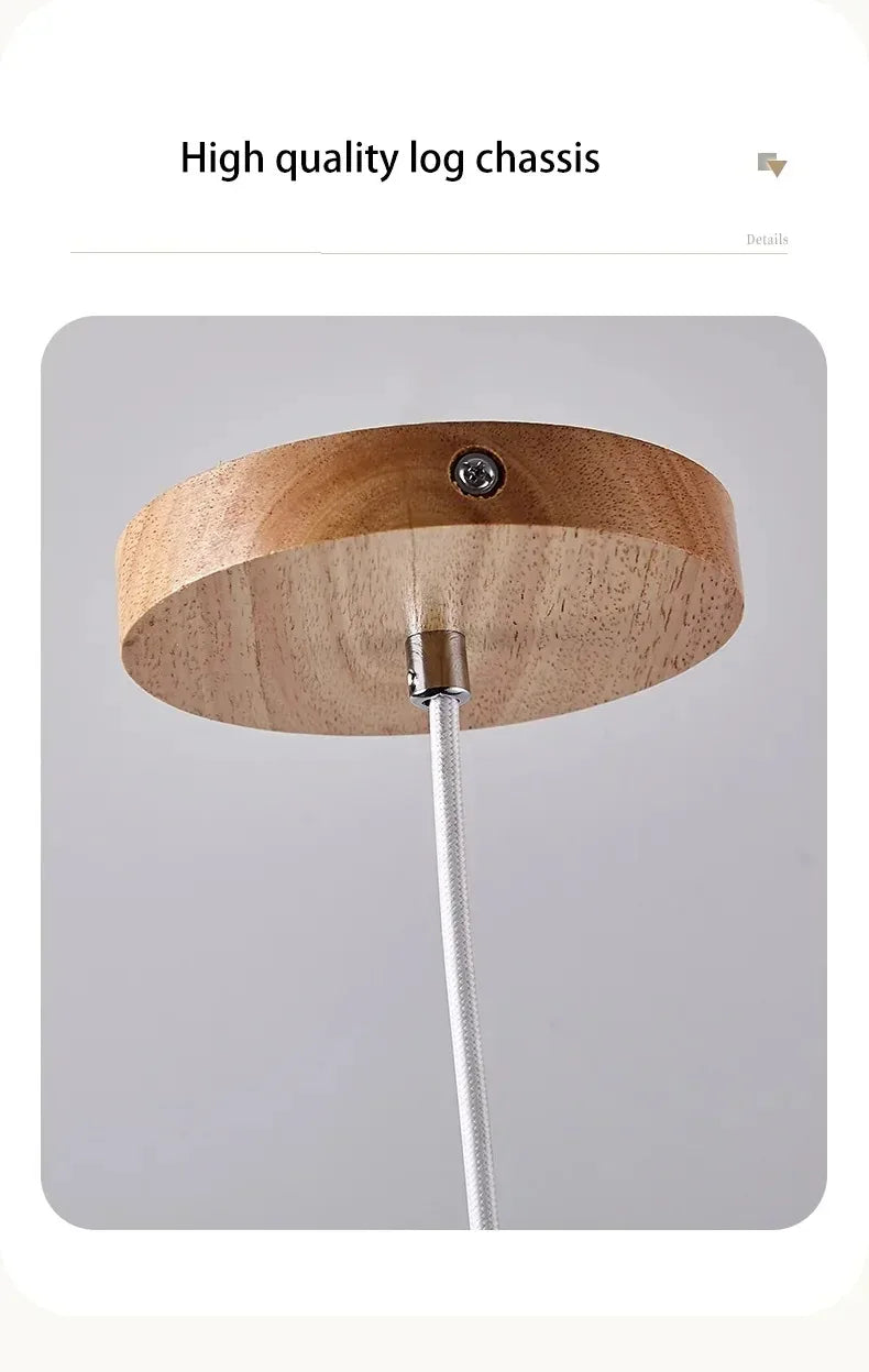 Japandi LED Pendant Lamp Wood Tube Japan Style Bedroom Light - Tophatter Daily Deals