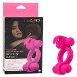 Silicone Rockin’ Rabbit Pink Couples Vibrator with Dual Independent Motors > Cock Ring > Vibrating - Tophatter Daily Deals