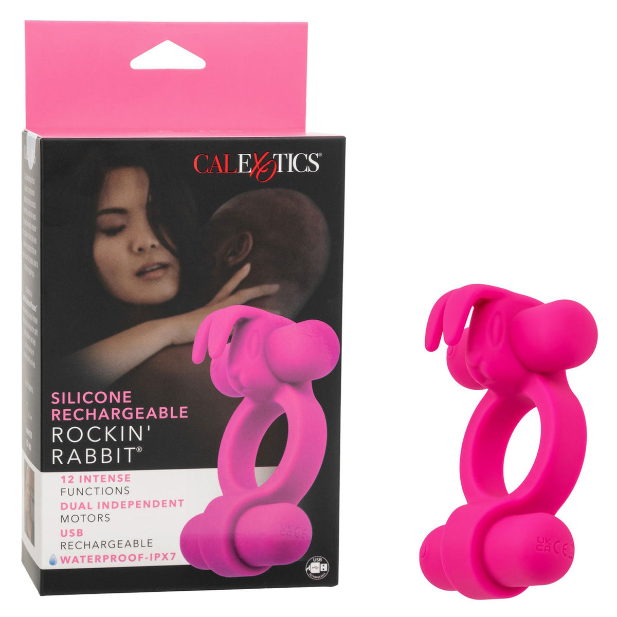 Silicone Rockin’ Rabbit Pink Couples Vibrator with Dual Independent Motors > Cock Ring > Vibrating - Tophatter Daily Deals