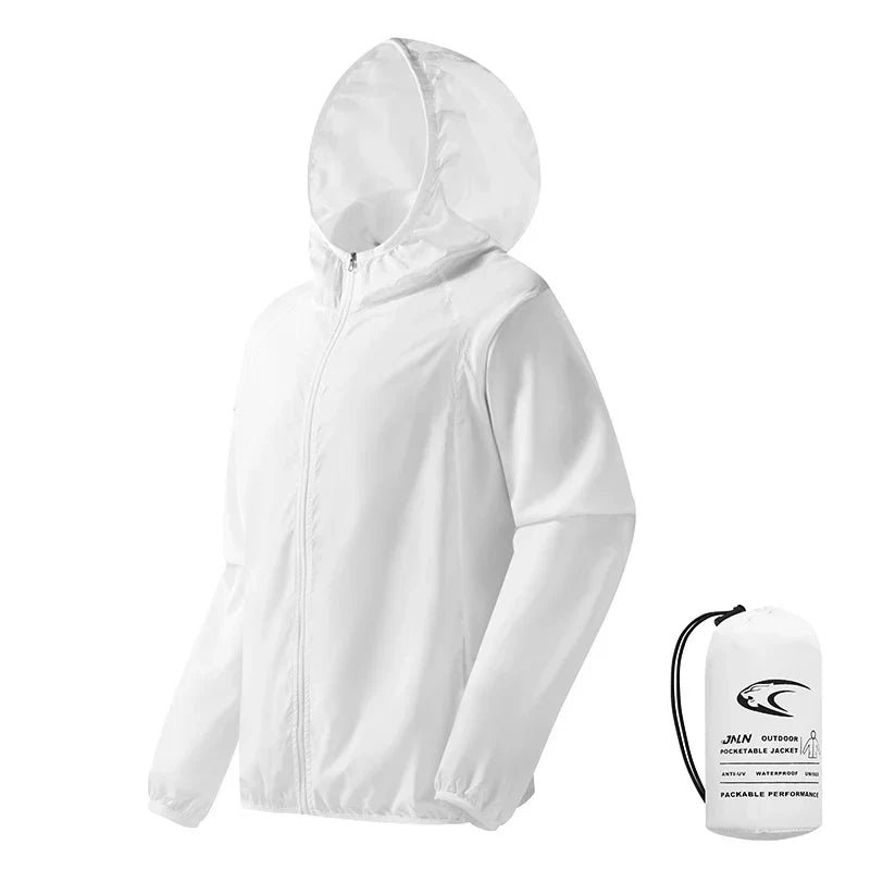 Waterproof Men's Hiking Jacket - Hooded Quick Dry, Polyester Unisex White - Tophatter Daily Deals