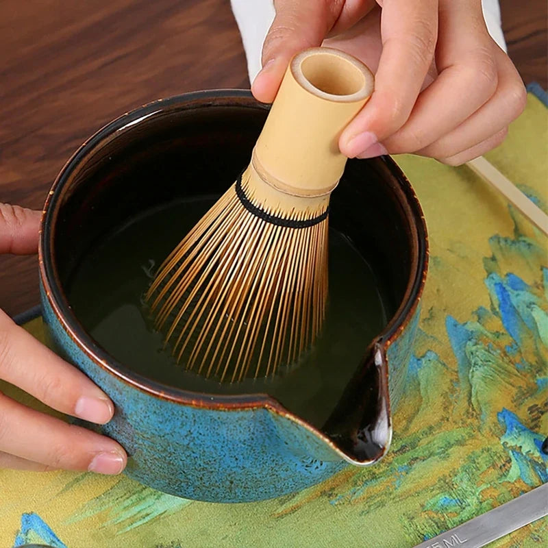 Matcha Tea Set Handmade Pottery Bowl Bamboo Whisk Kit - Tophatter Daily Deals