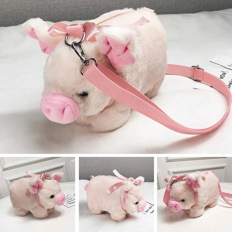 Pink Pig Plush Crossbody Bag Animals - Tophatter Daily Deals