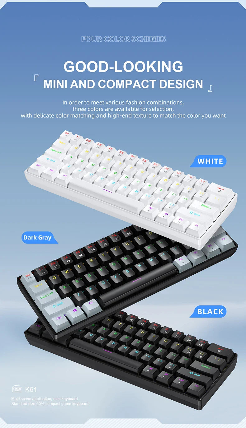 60 Percent Mechanical Mini Keyboard Wired RGB Portable - Tophatter Daily Deals