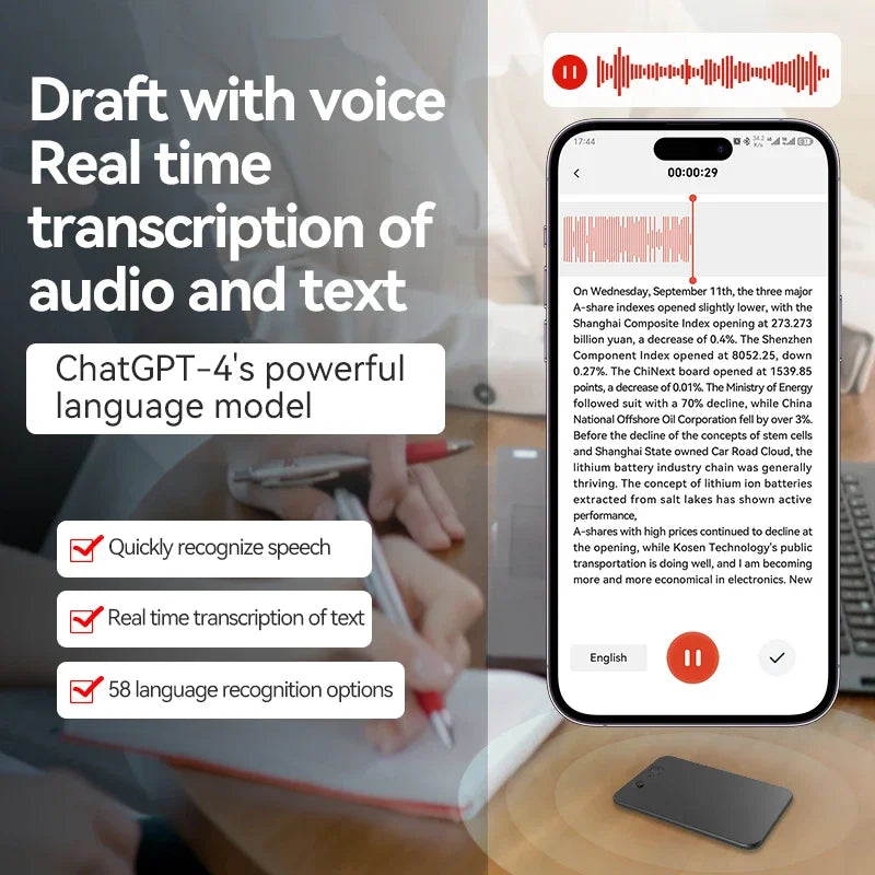 AI Voice Recorder With Real Time Transcribe 58 Languages - Tophatter Daily Deals