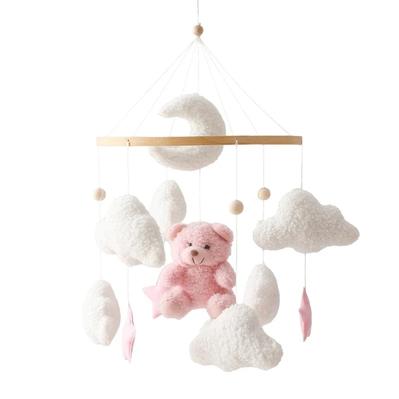 Baby Crib Mobile Wooden Nursery Newborn Sensory Toys Pink Bear - Tophatter Daily Deals