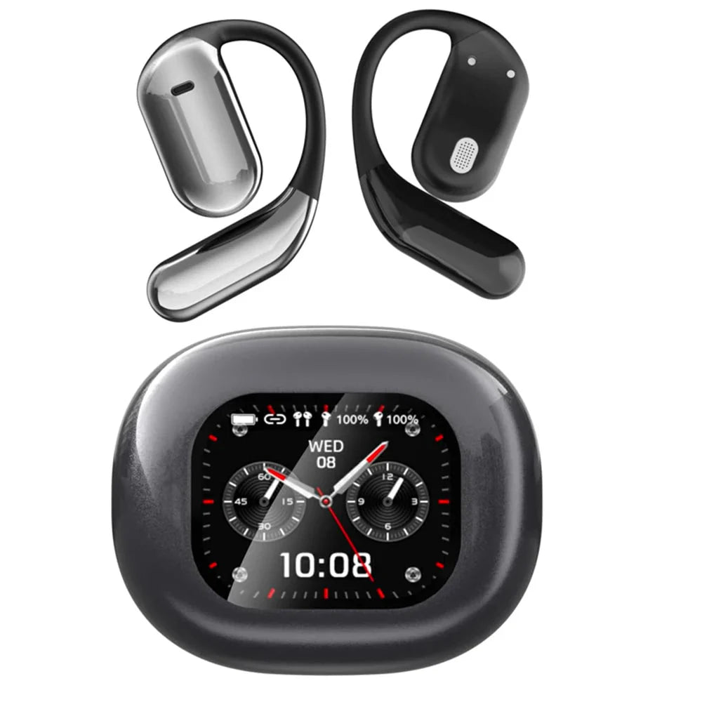 AI Translation Open Ear Earbuds With LCD Touch Screen - Tophatter Daily Deals