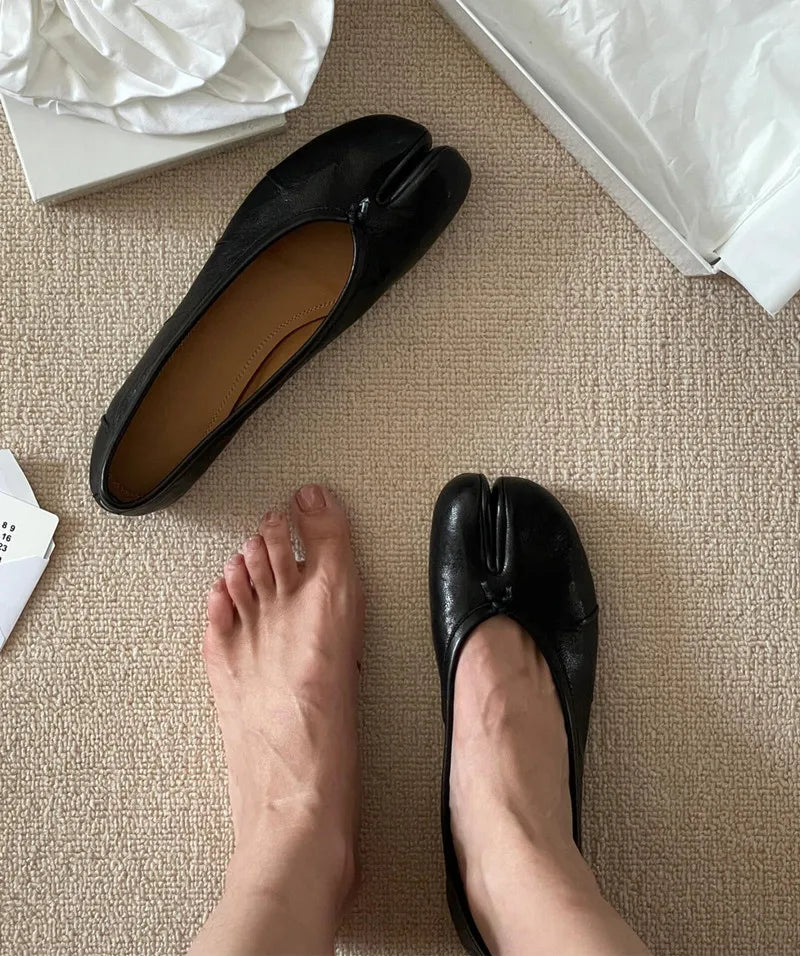 Soft Women Tabi Ballet Flats - Split Toe, Leather, Casual - Tophatter Daily Deals