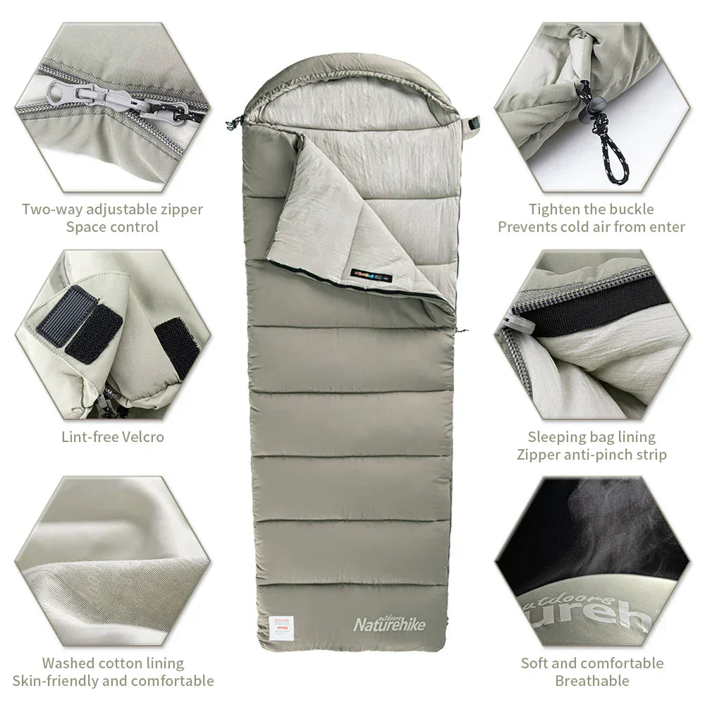 4-Season Camping Lengthened Cotton Sleeping Bag Green Sleeping Bags - Tophatter Daily Deals