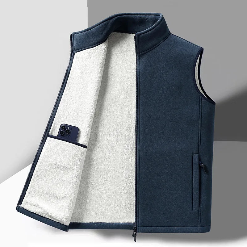 Warm Mens Fleece Vest - Sleeveless, Lamb Fleece, Winter - Tophatter Daily Deals