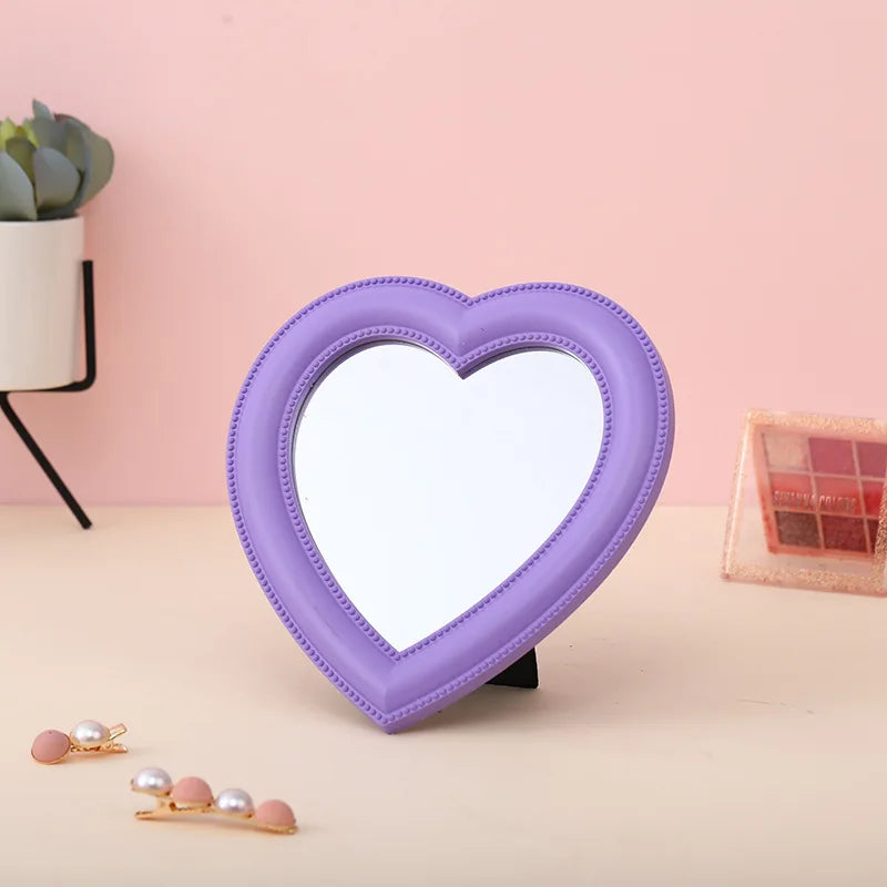 Pink Love Heart-Shaped Cosmetic Mirror Makeup Wall Hanging Mirror Purple Mythical - Tophatter Daily Deals