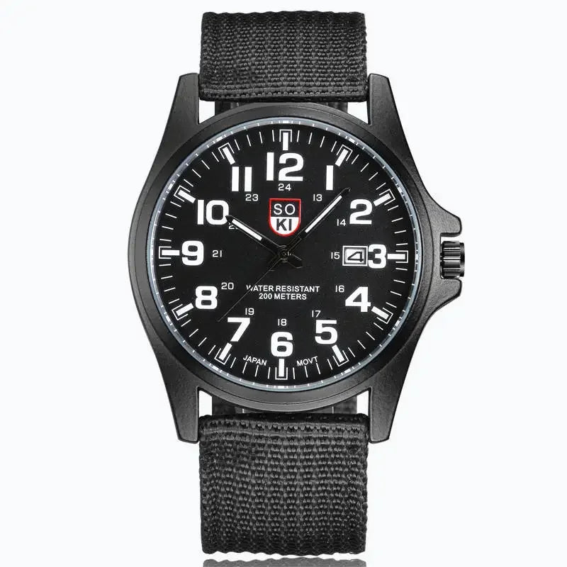 Watch Nylon Strap Quartz Military Style Durable Black - Tophatter Daily Deals