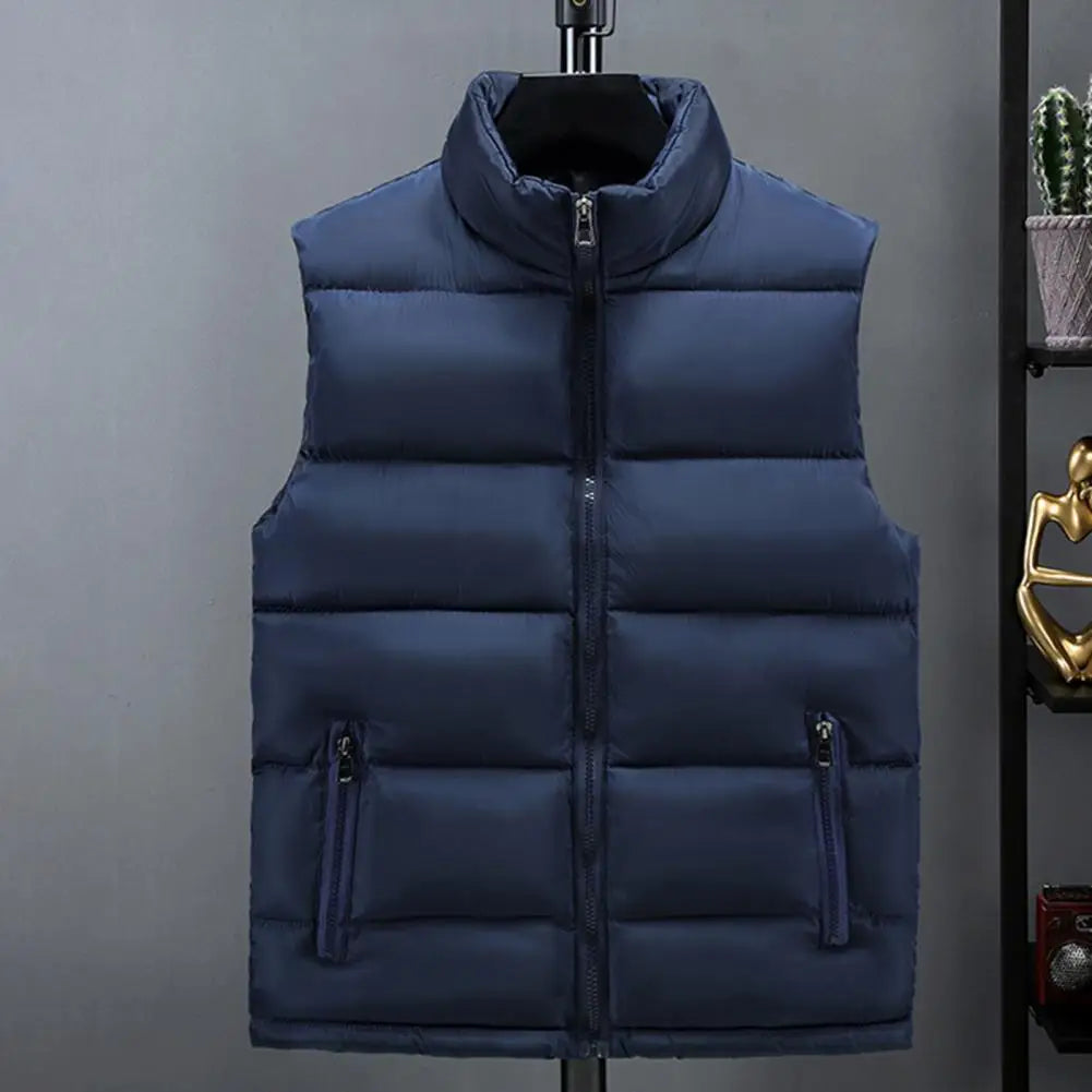 Lightweight Men's Puffer Vest - Slim Stand Collar, Quilted - Tophatter Daily Deals