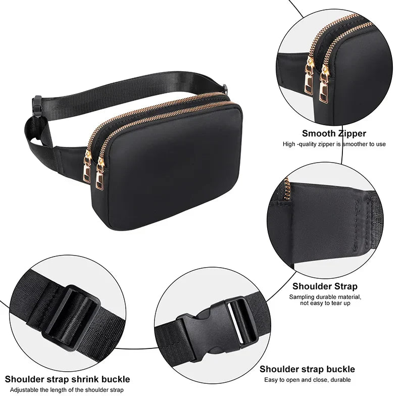Women Waist Bag Waterproof Crossbody Chest Fanny Pack (Black) Luggage & Bags > Fanny Packs - Tophatter Daily Deals