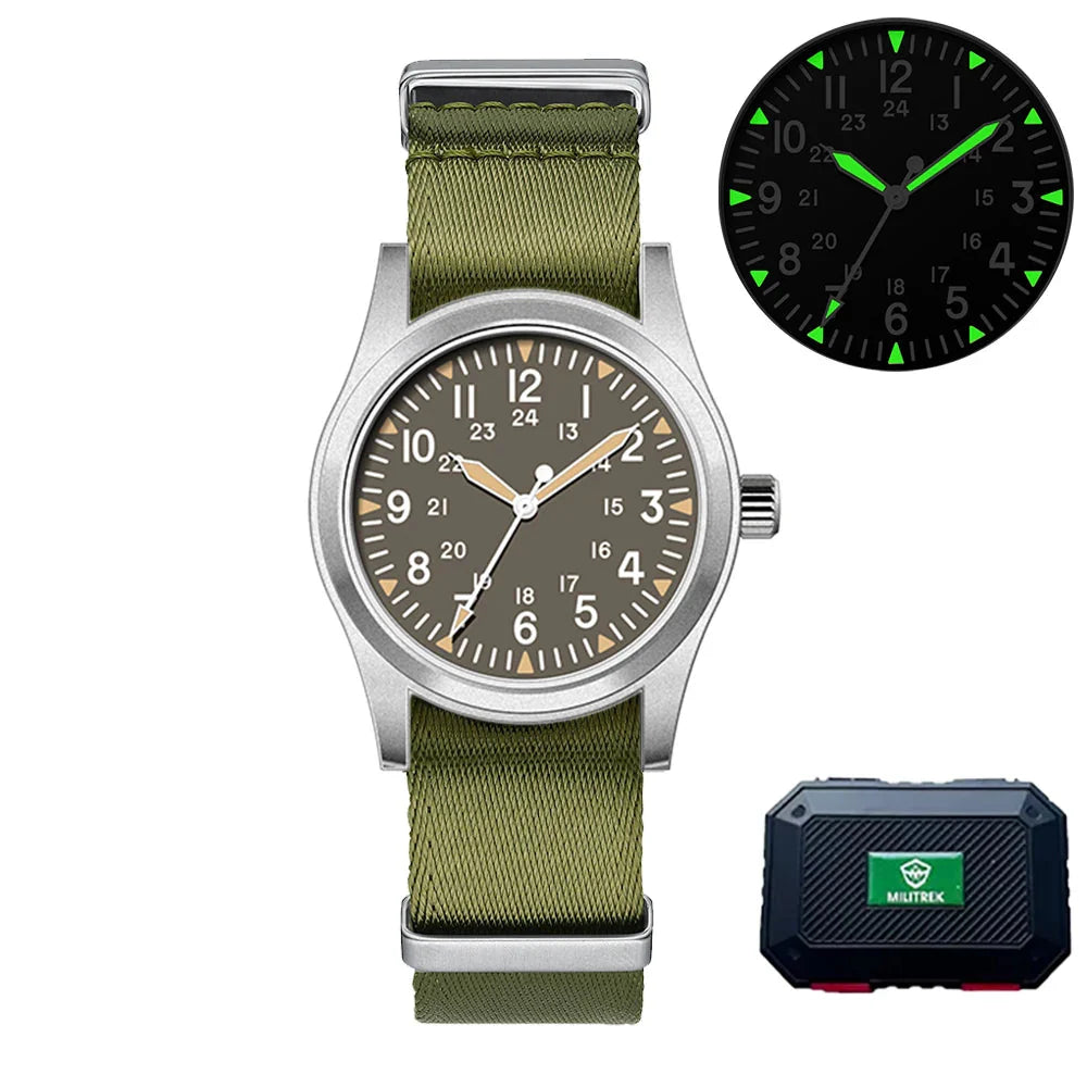 Military Quartz Field Watch 37mm Sapphire Fall 2025 Grey4 - Tophatter Daily Deals