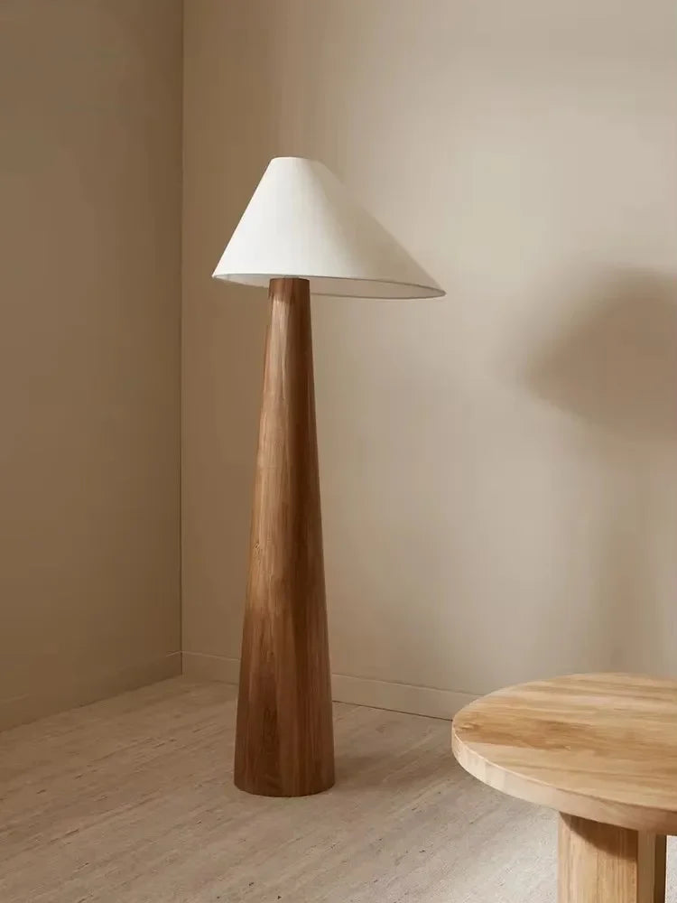 Japandi Conical Oak Floor Lamp Wabi Sabi Retro Lighting Home Decor - Tophatter Daily Deals