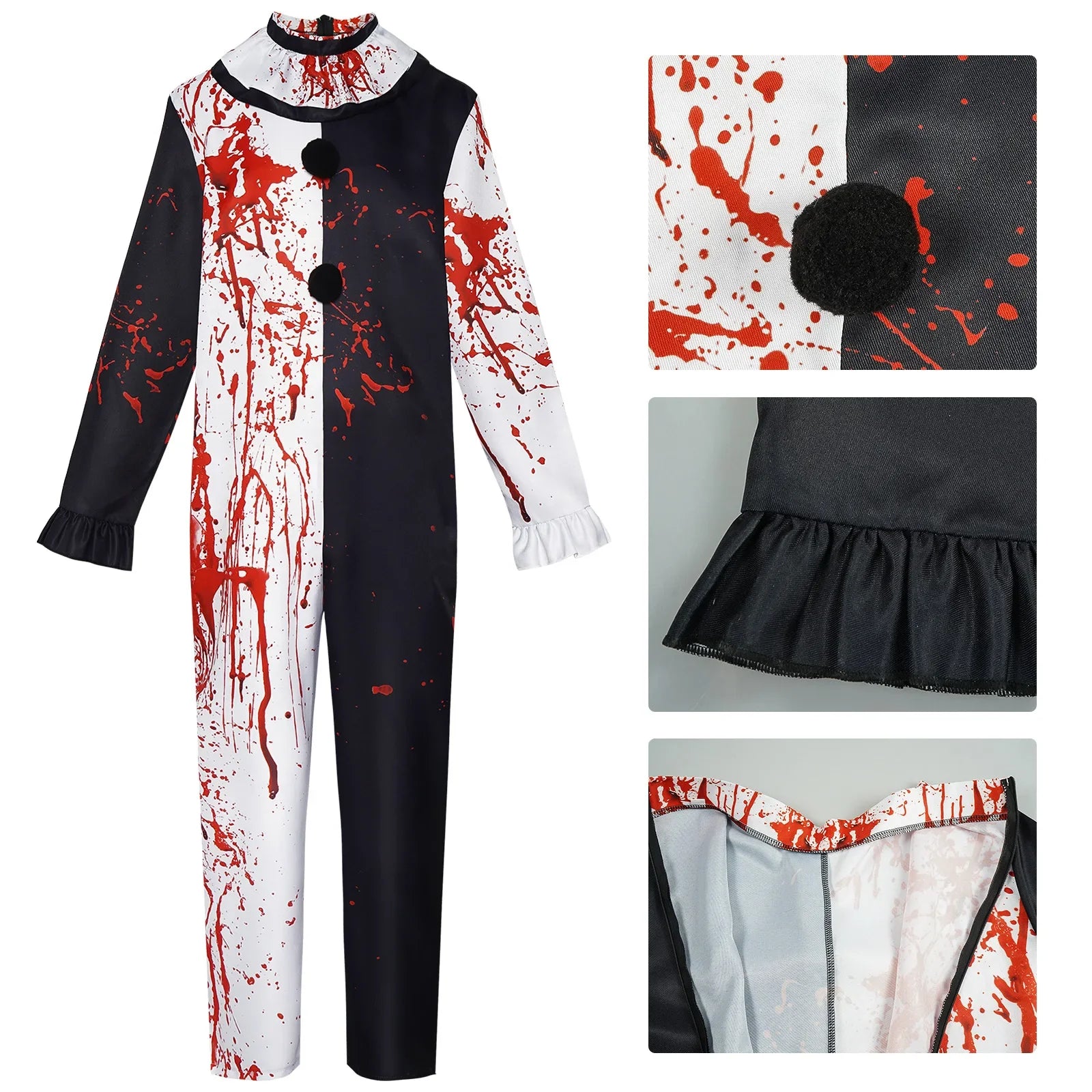Clown Costume Bloody Jumpsuit Halloween 2025 Scary Party - Tophatter Daily Deals