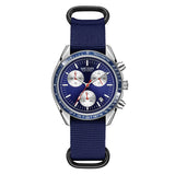 Quartz Chronograph Watch Blue Nylon Strap Waterproof - Tophatter Daily Deals