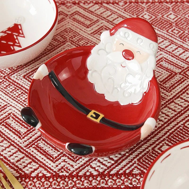 Christmas Ceramic Santa Bowl Nordic Holiday Breakfast Bowl - Tophatter Daily Deals