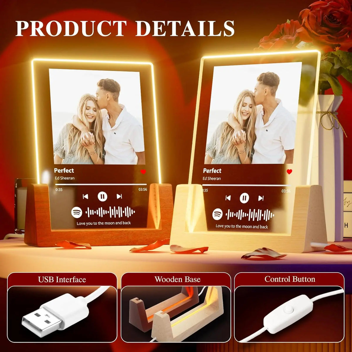 Customized Spotify Music Plaque Gifts For Anniversary Day Personalized Acrylic Photo Frame Lamp Custom Romantic Birthday Gifts - Tophatter Daily Deals
