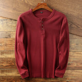 Soft Classic Men's Long Sleeve Pullover - Henley Knit Red - Tophatter Daily Deals