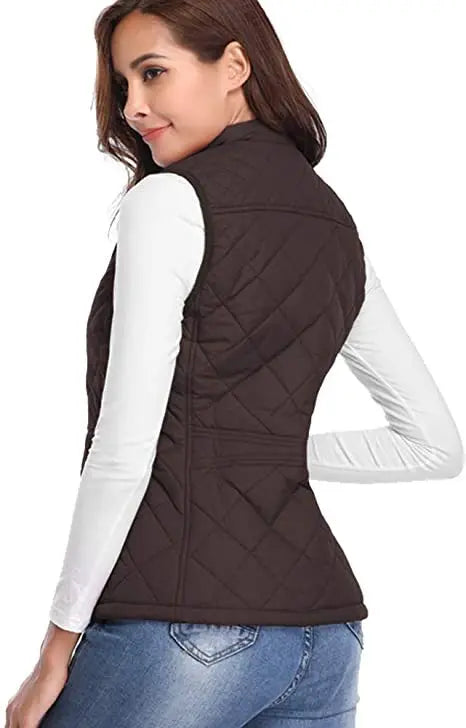 Lightweight Women Quilted Vest - Stand Collar Cotton Winter - Tophatter Daily Deals