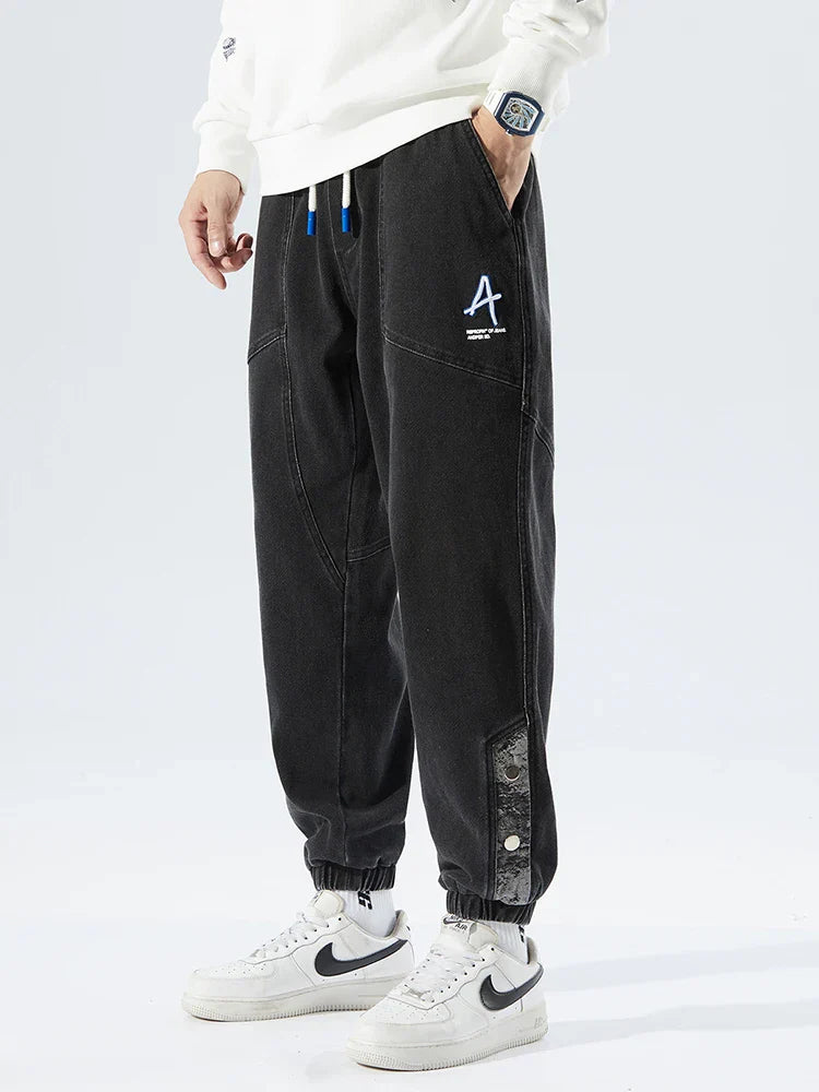 Stretchy Relaxed Men's Denim Joggers - Baggy Tapered, Denim - Tophatter Daily Deals