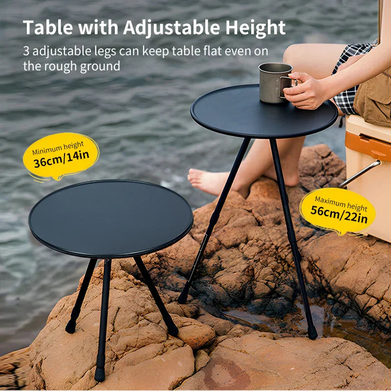 Camping Round Folding Table Black Camp Furniture - Tophatter Daily Deals