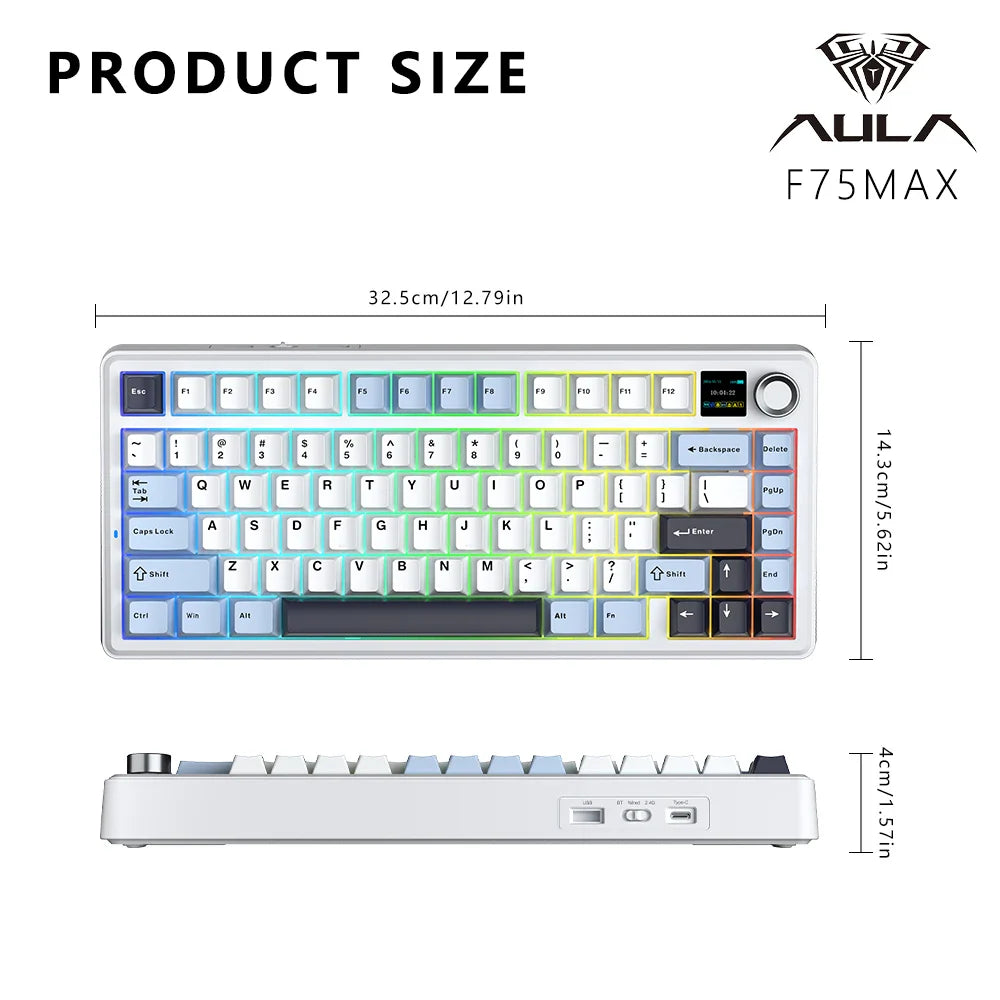 Gaming Mechanical Keyboard 75% Hot Swap RGB TFT Wireless - Tophatter Daily Deals