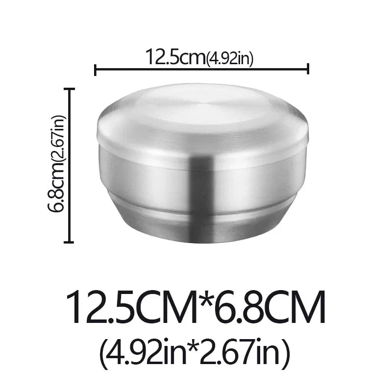 Stainless Steel Double Layer Rice Bowl With Lid Insulated silver-M-With lid - Tophatter Daily Deals