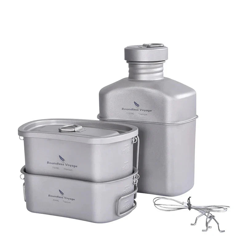 Titanium Camping Cooking Mess Set Grey Camp Cooking - Tophatter Daily Deals