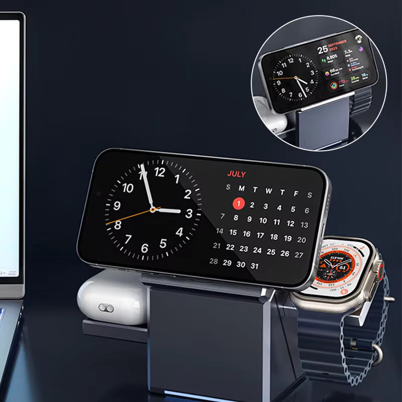 3-in-1 Foldable Magnetic Wireless Charging Station Wireless Charging Stations - Tophatter Daily Deals