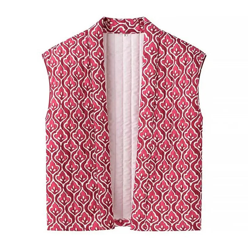 Insulating Women’s Quilted Vest - Loose Open Stitch, Cotton Red - Tophatter Daily Deals