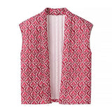 Insulating Women’s Quilted Vest - Loose Open Stitch, Cotton Red - Tophatter Daily Deals