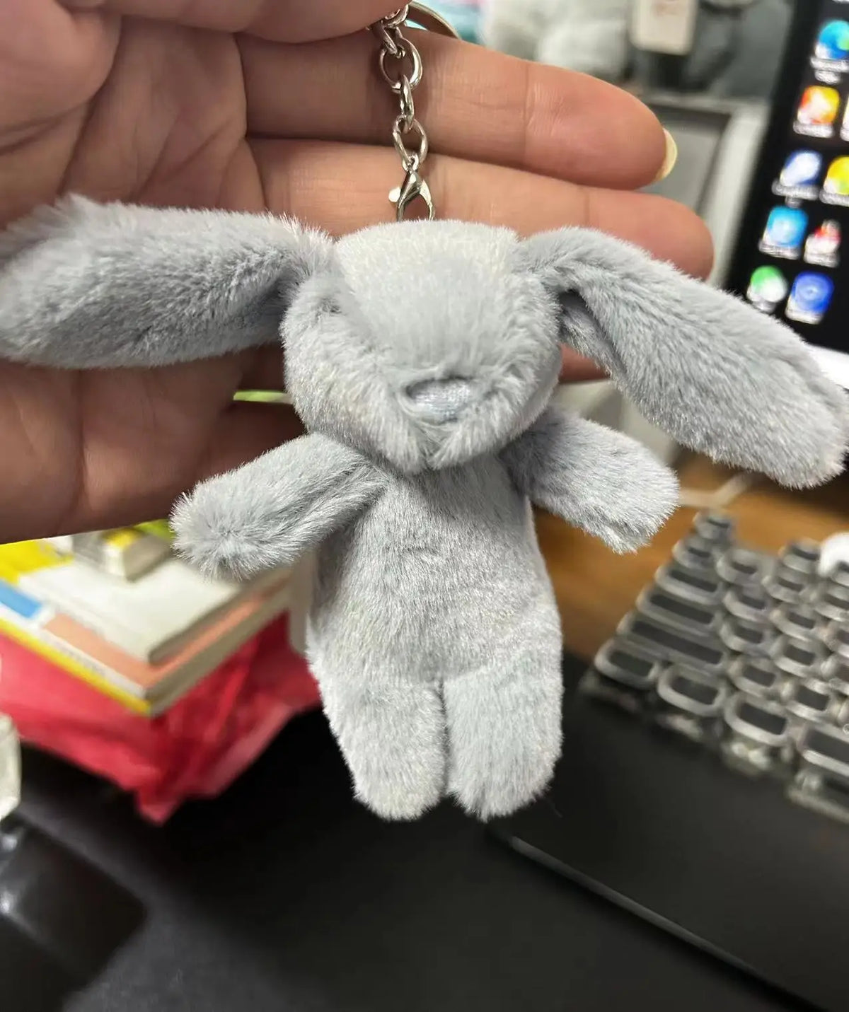 Rabbit Plush Keychain Cute Bunny Bag Charm Soft Gift Gray - Tophatter Daily Deals