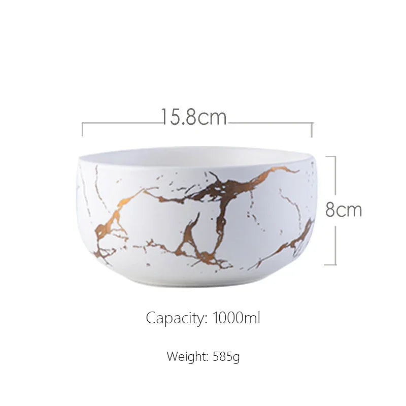 Marble Ceramic Bowl Set Nordic Tableware Minimalist White-L - Tophatter Daily Deals