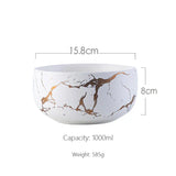 Marble Ceramic Bowl Set Nordic Tableware Minimalist White-L - Tophatter Daily Deals