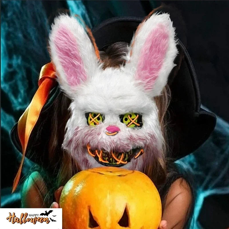 Halloween LED Mask Faux Fur Bunny Bear Cosplay Spooky - Tophatter Daily Deals