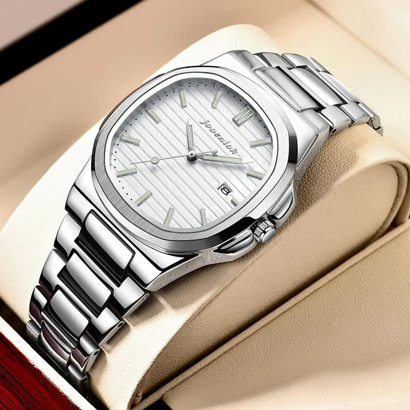 Luxury Quartz Watch Stainless Steel Date Waterproof Luminous 708 Silver White - Tophatter Daily Deals