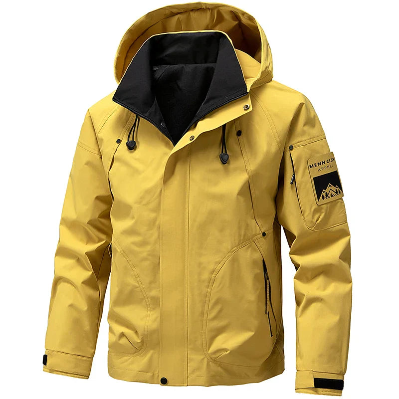 Waterproof Relaxed Men's Jacket - Hooded Polyester, Camping Yellow - Tophatter Daily Deals