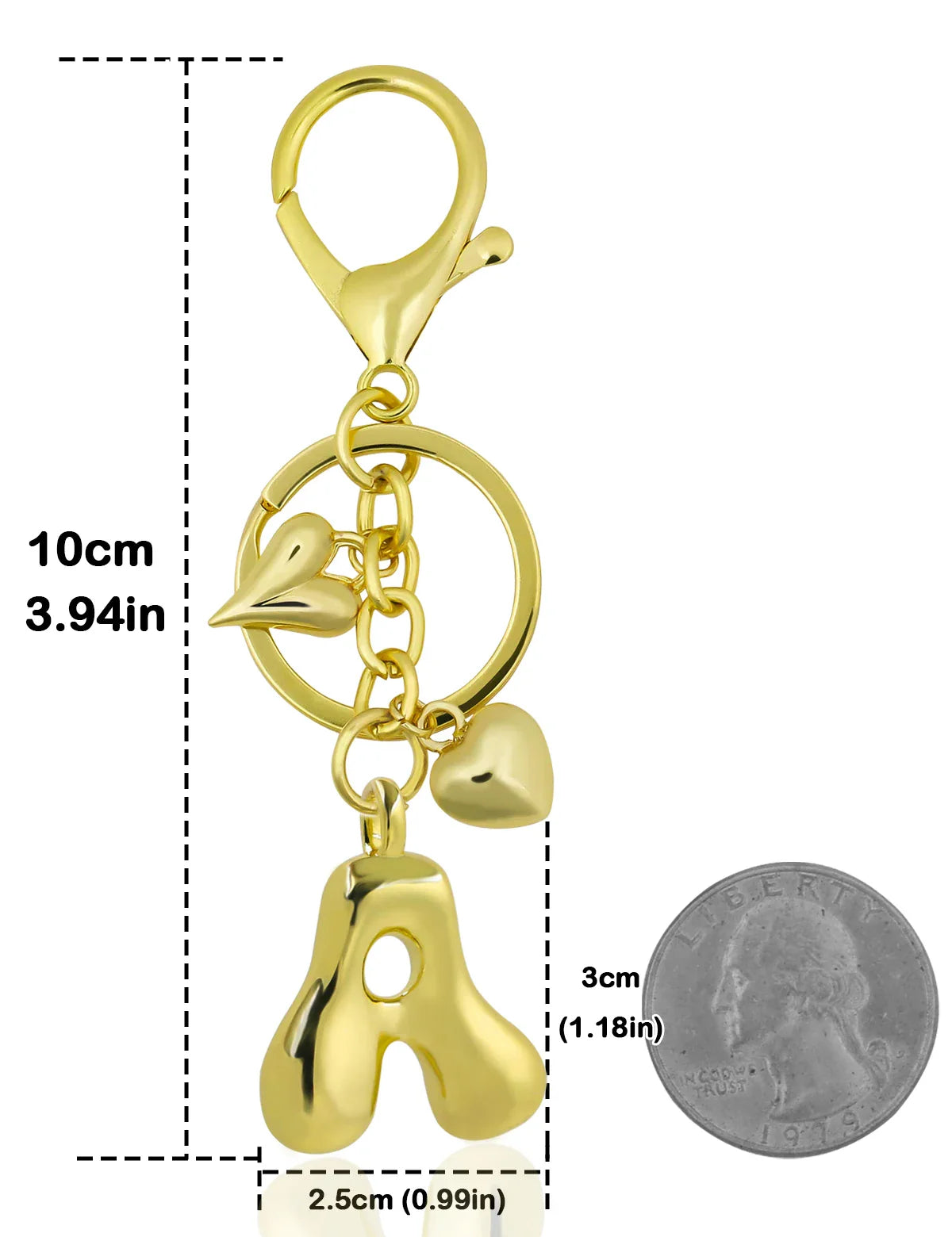 Personalized Keychain Gold Bubble Letter Bag Charm Gift A - Tophatter Daily Deals