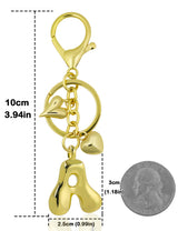 Personalized Keychain Gold Bubble Letter Bag Charm Gift A - Tophatter Daily Deals