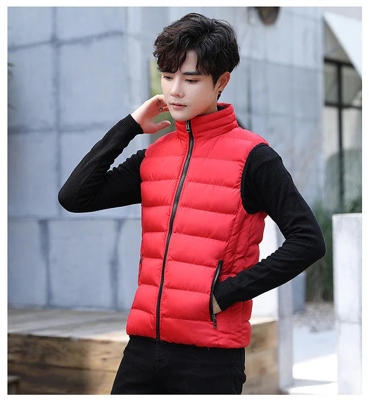 Insulating Men's Puffer Vest - Quilted Cotton Blend, Winter - Tophatter Daily Deals