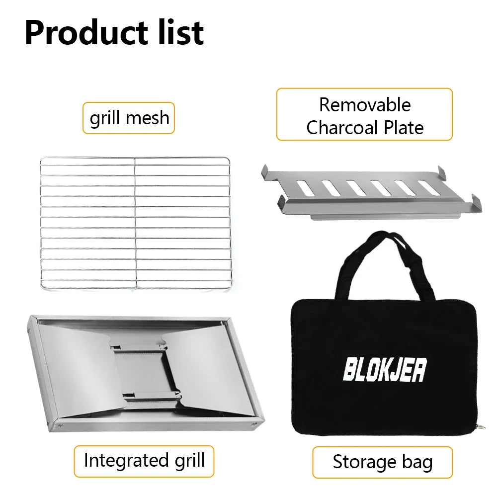 304 Stainless Steel Folding BBQ Grill Camping Stove Silver Outdoor Grills - Tophatter Daily Deals