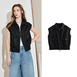 Lightweight Women's Sleeveless Jacket - Linen Cotton, Spring Black - Tophatter Daily Deals