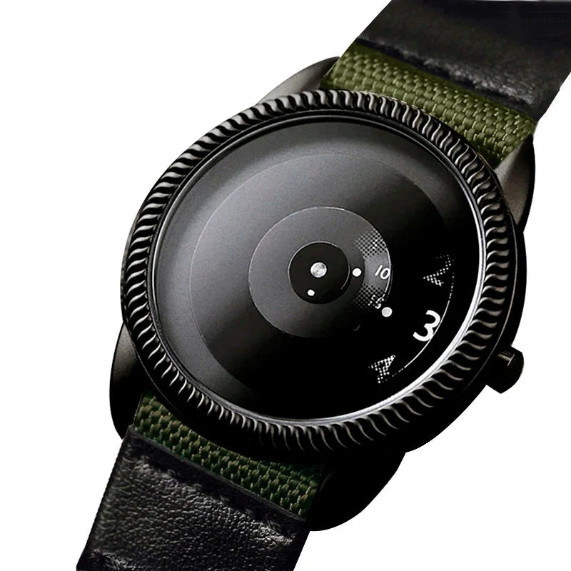 Quartz Handless Watch Canvas Strap Minimalist Style BD-green - Tophatter Daily Deals