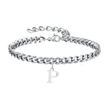 Initials Cuban Link Bracelet Stainless Steel Adjustable P - Tophatter Daily Deals