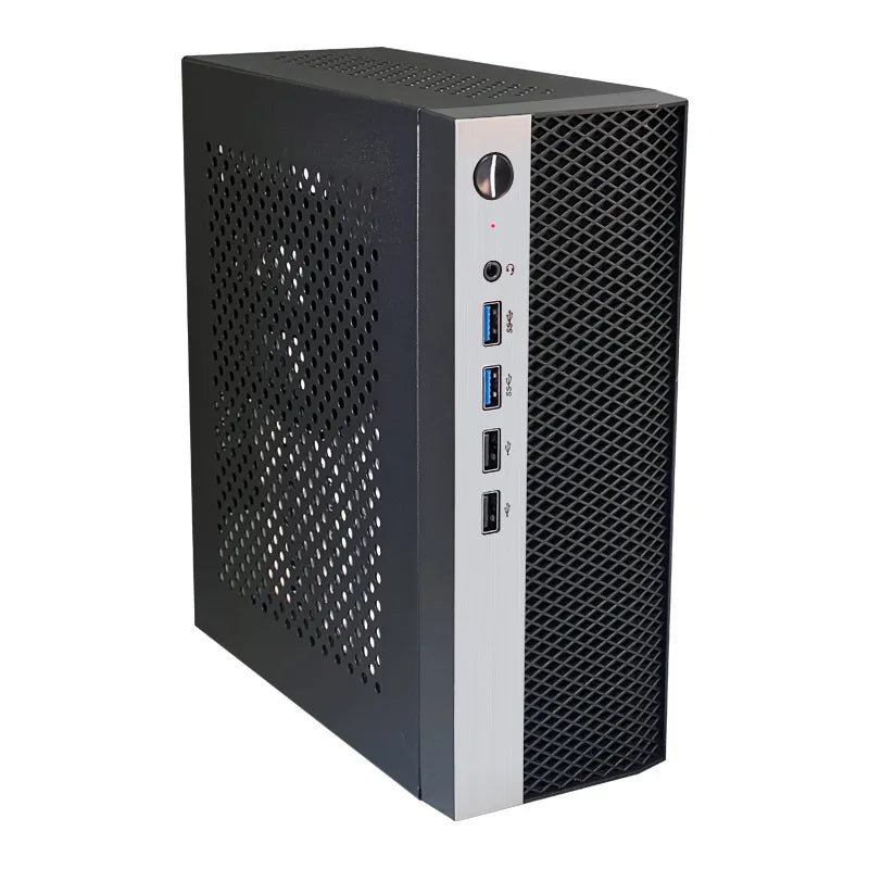 Mini ITX HTPC Case 1U PSU Support Mesh Compact Home Theater Black - Tophatter Daily Deals