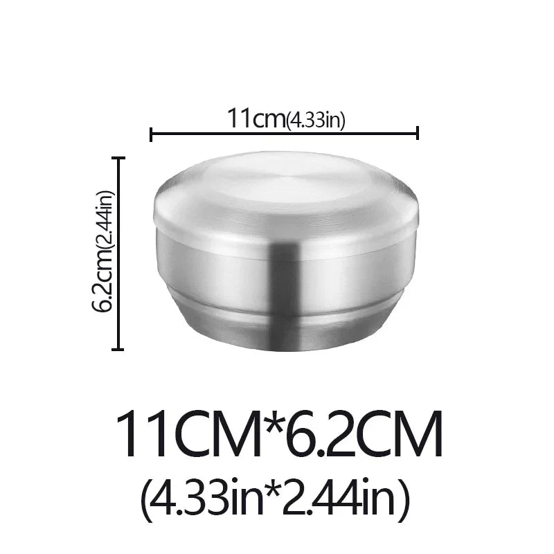 Stainless Steel Double Layer Rice Bowl With Lid Insulated silver-S-With lid - Tophatter Daily Deals